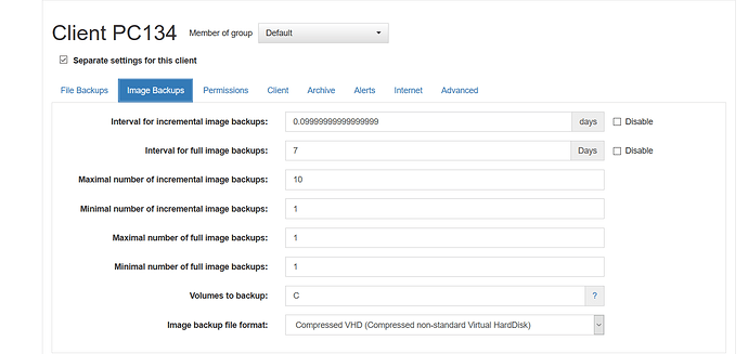 PC134-image backup settings